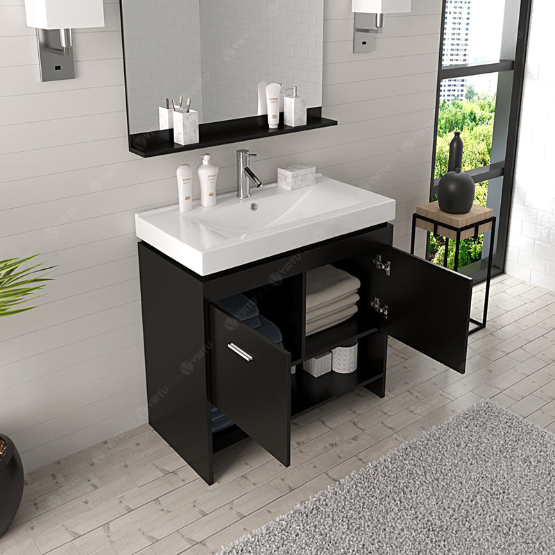 Modern Fittings Gloria 36" Single Bath Vanity with Ceramic Top and Integrated Square Sink Nickel Faucet