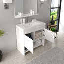 Modern Fittings Gloria 36" Single Bath Vanity with Ceramic Top and Integrated Square Sink Nickel Faucet