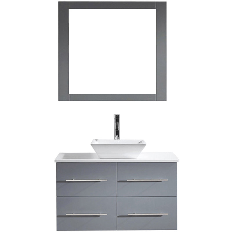 Modern Fittings Marsala 35" Single Bath Vanity with Engineered Stone Top and Square Sink Nickel Faucet