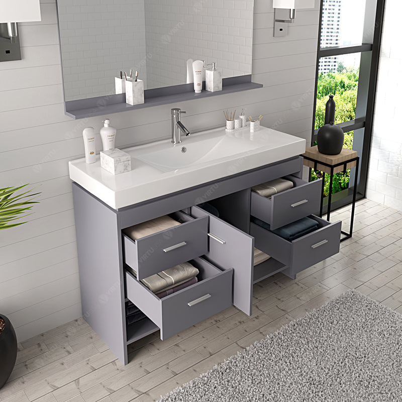 Modern Fittings Gloria 48" Single Bath Vanity and Square Sink Nickel Faucet