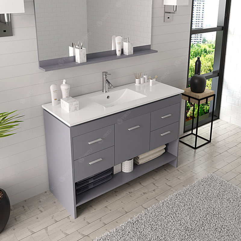 Modern Fittings Gloria 48" Single Bath Vanity with Ceramic Top and Integrated Square Sink