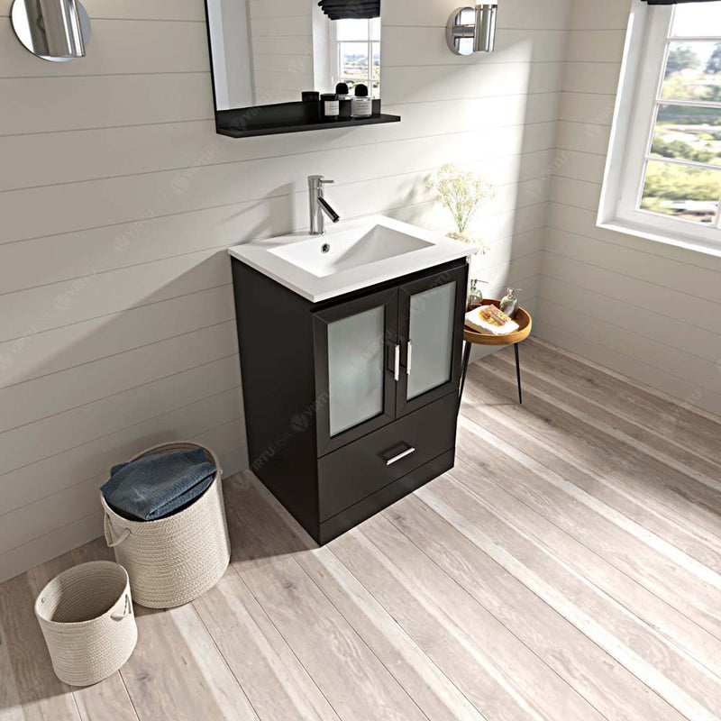 Modern Fittings Zola 24" Single Bath Vanity with Ceramic Top and Integrated Square Sink