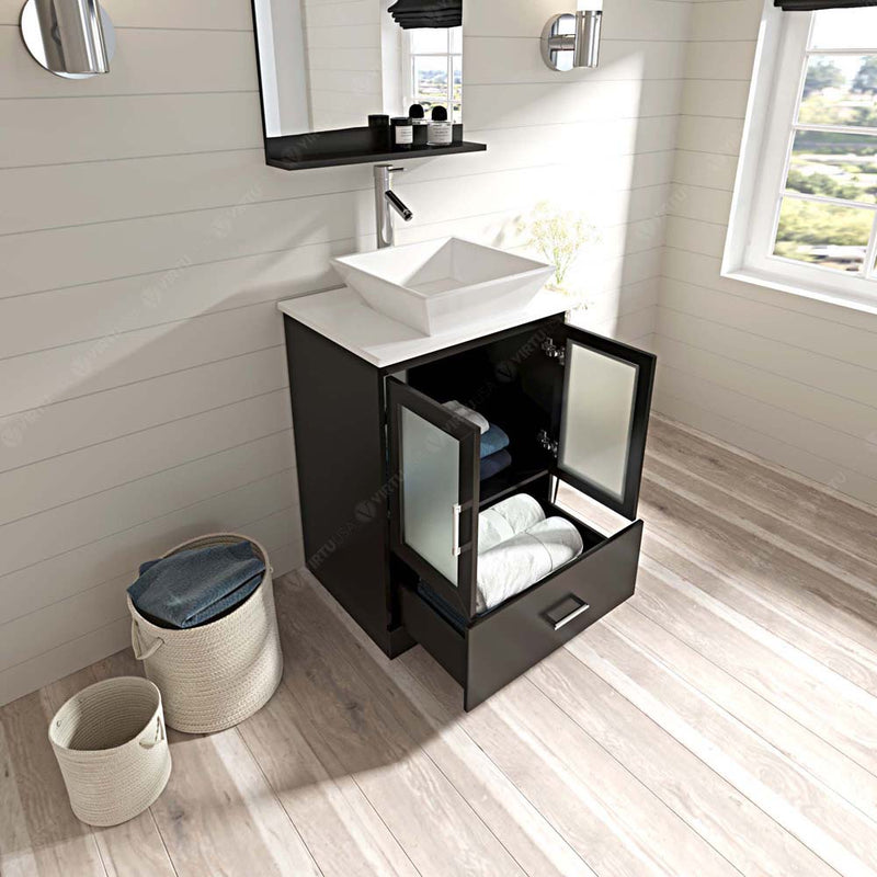 Modern Fittings Zola 24" Single Bath Vanity with Engineered Stone Top and Square Sink Nickel Faucet