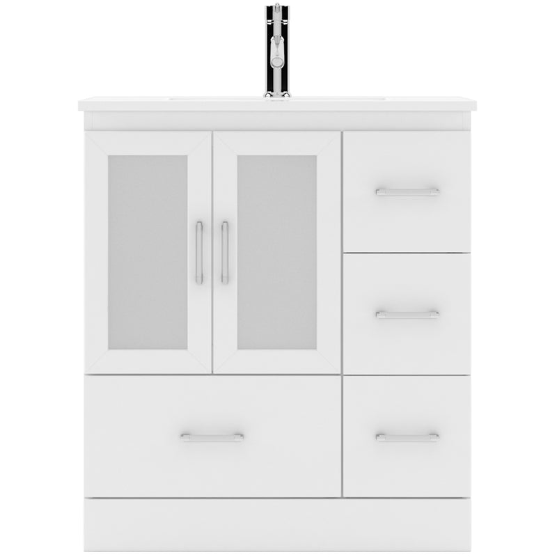 Modern Fittings Zola 30" Single Bath Vanity with Ceramic Top and Integrated Square Sink