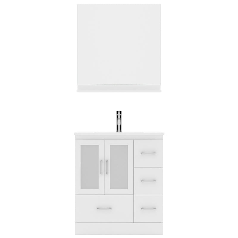 Modern Fittings Zola 30" Single Bath Vanity with Ceramic Top and Integrated Square Sink Nickel Faucet