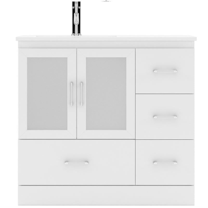 Modern Fittings Zola 36" Single Bath Vanity with Ceramic Top and Integrated Square Sink