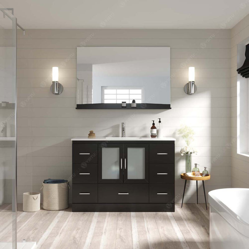 Modern Fittings Zola 48" Single Bath Vanity with Ceramic Top and Integrated Square Sink