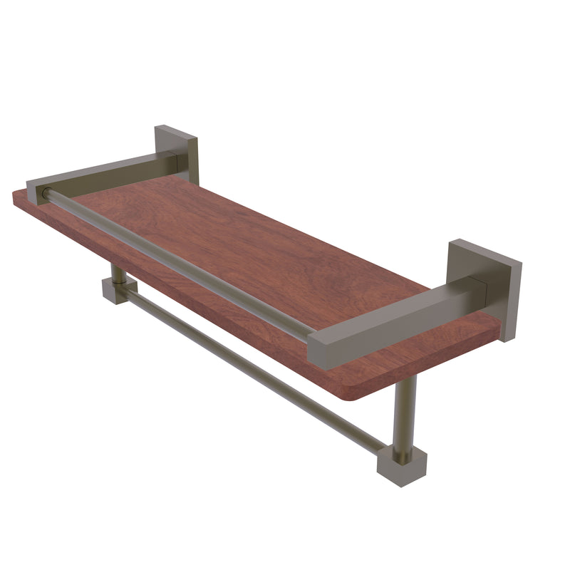 Allied Brass Montero Collection 16 Inch IPE Ironwood Shelf with Gallery Rail and Towel Bar MT-1-16TB-GAL-IRW-ABR