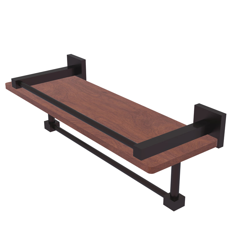 Allied Brass Montero Collection 16 Inch IPE Ironwood Shelf with Gallery Rail and Towel Bar MT-1-16TB-GAL-IRW-ABZ