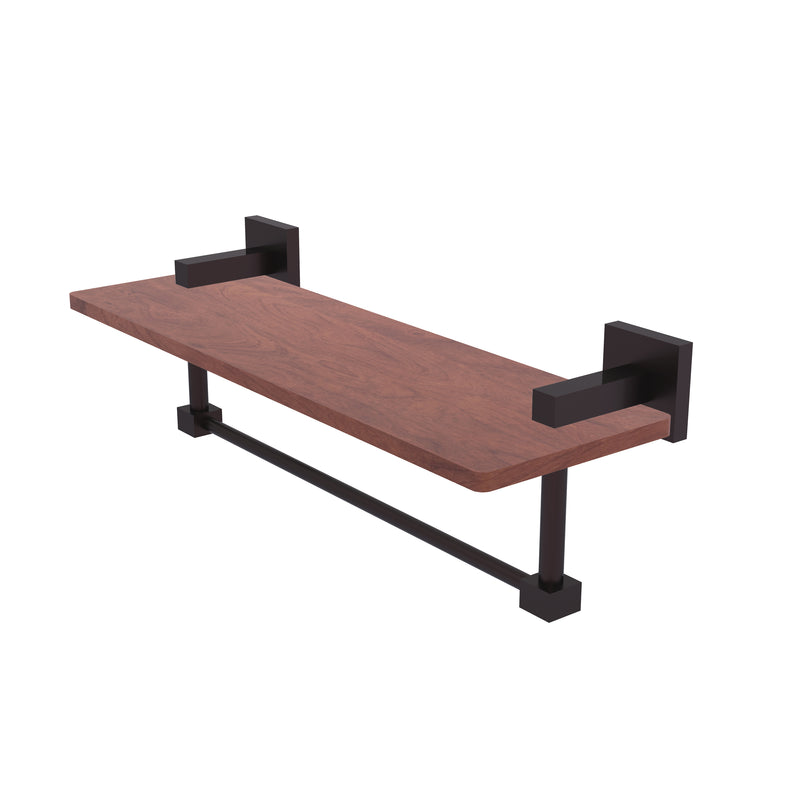 Allied Brass Montero Collection 16 Inch Solid IPE Ironwood Shelf with Integrated Towel Bar MT-1TB-16-IRW-ABZ