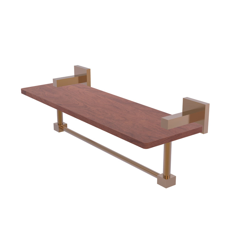 Allied Brass Montero Collection 16 Inch Solid IPE Ironwood Shelf with Integrated Towel Bar MT-1TB-16-IRW-BBR