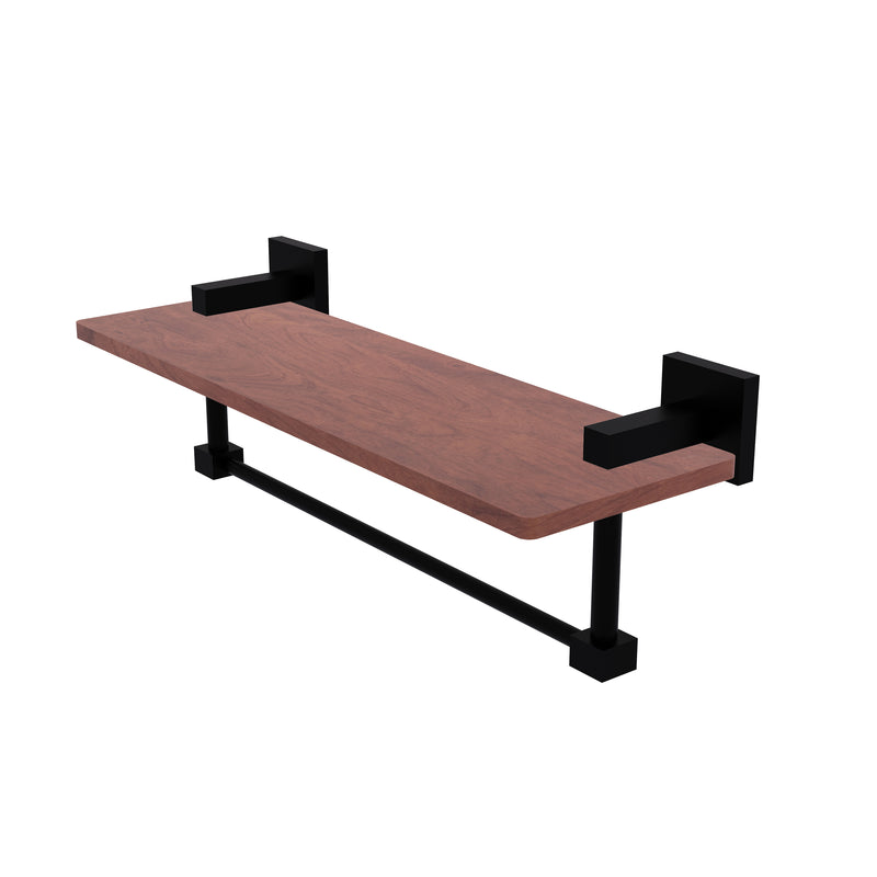 Allied Brass Montero Collection 16 Inch Solid IPE Ironwood Shelf with Integrated Towel Bar MT-1TB-16-IRW-BKM