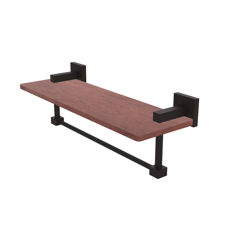 Allied Brass Montero Collection 16 Inch Solid IPE Ironwood Shelf with Integrated Towel Bar MT-1TB-16-IRW-ORB