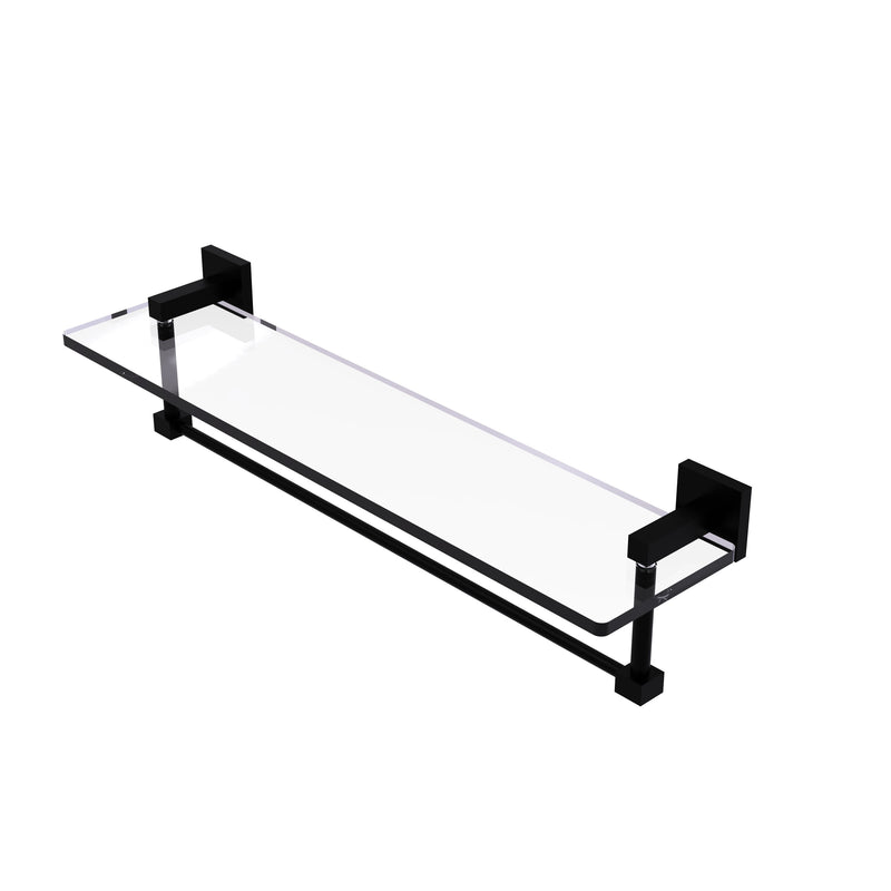 Allied Brass Montero Collection 22 Inch Glass Vanity Shelf with Integrated Towel Bar MT-1-22TB-BKM