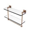 Allied Brass Montero Collection 16 Inch Two Tiered Glass Shelf with Integrated Towel Bar MT-2-16TB-BBR