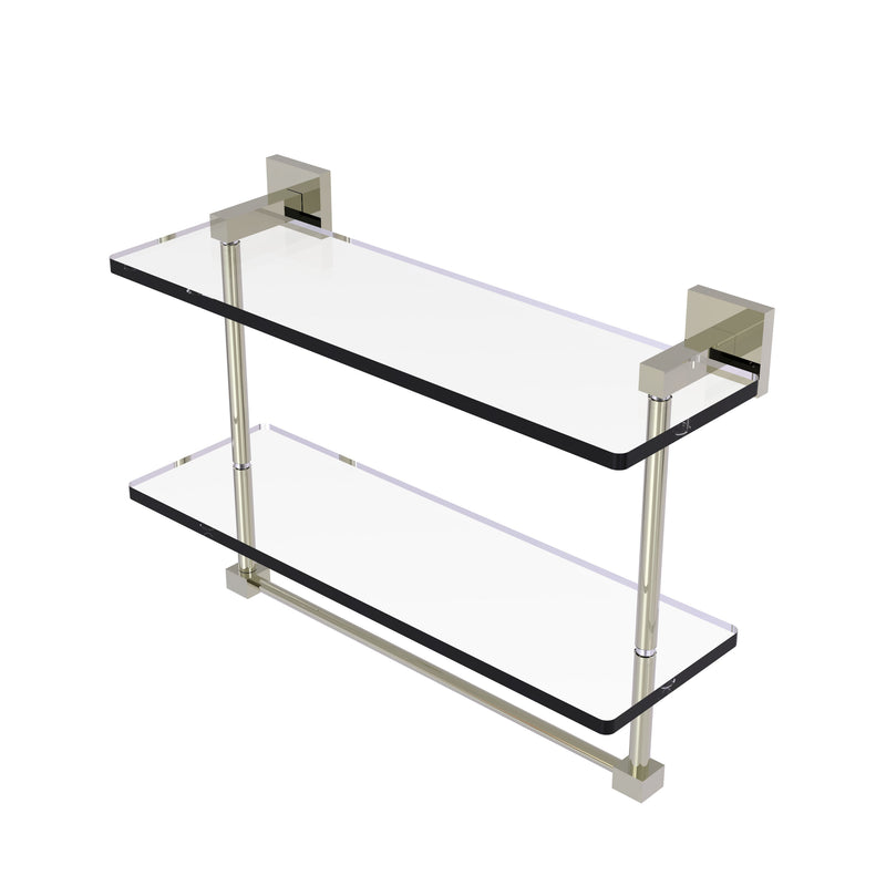 Allied Brass Montero Collection 16 Inch Two Tiered Glass Shelf with Integrated Towel Bar MT-2-16TB-PNI