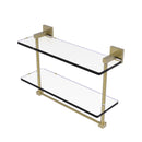 Allied Brass Montero Collection 16 Inch Two Tiered Glass Shelf with Integrated Towel Bar MT-2-16TB-SBR