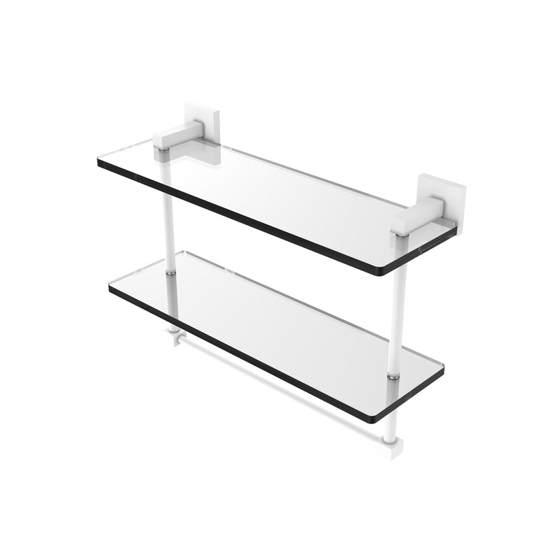 Allied Brass Montero Collection 16 Inch Two Tiered Glass Shelf with Integrated Towel Bar MT-2-16TB-WHM