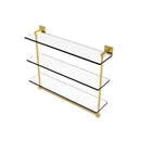 Allied Brass Montero Collection 22 Inch Triple Tiered Glass Shelf with integrated towel bar MT-5-22TB-PB