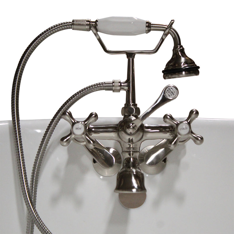 Cambridge Plumbing Clawfoot Tub Wall Mount British Telephone Faucet, Hand Held Shower BN