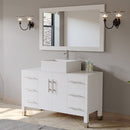 Cambridge Plumbing 48" White Wood and Porcelain Single Vessel Bathroom Vanity Chrome Faucet