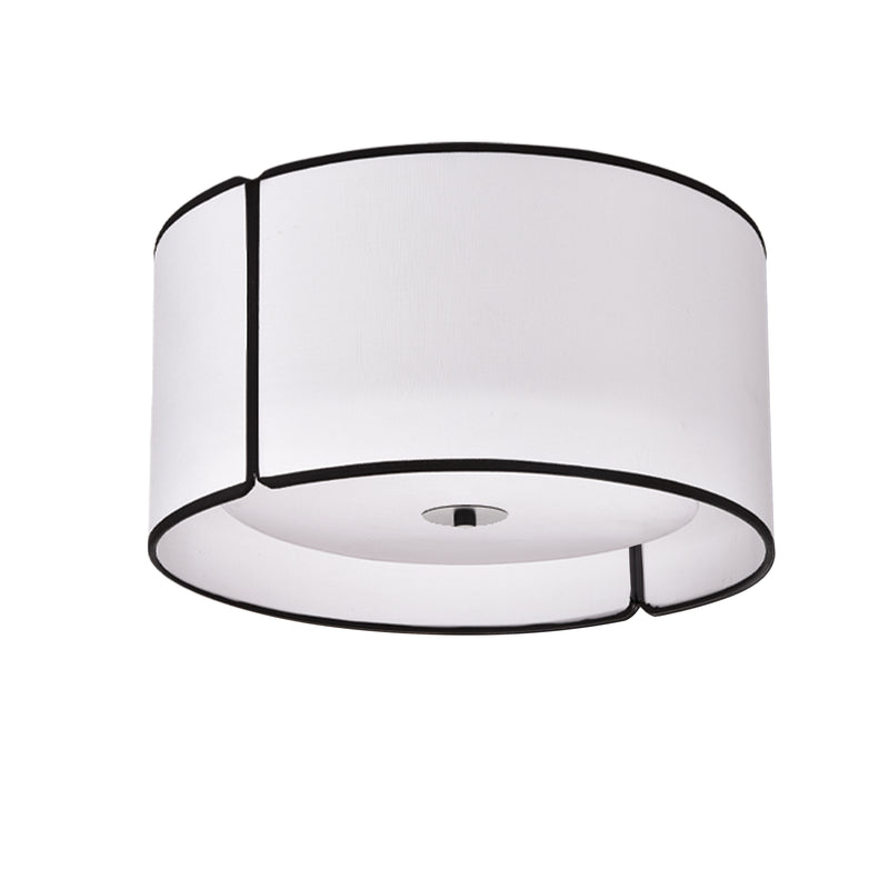 Dainolite 3 Light Notched Drum Flush Mount Matte Black White Shade And Diff NDR-153FH-BK-WH