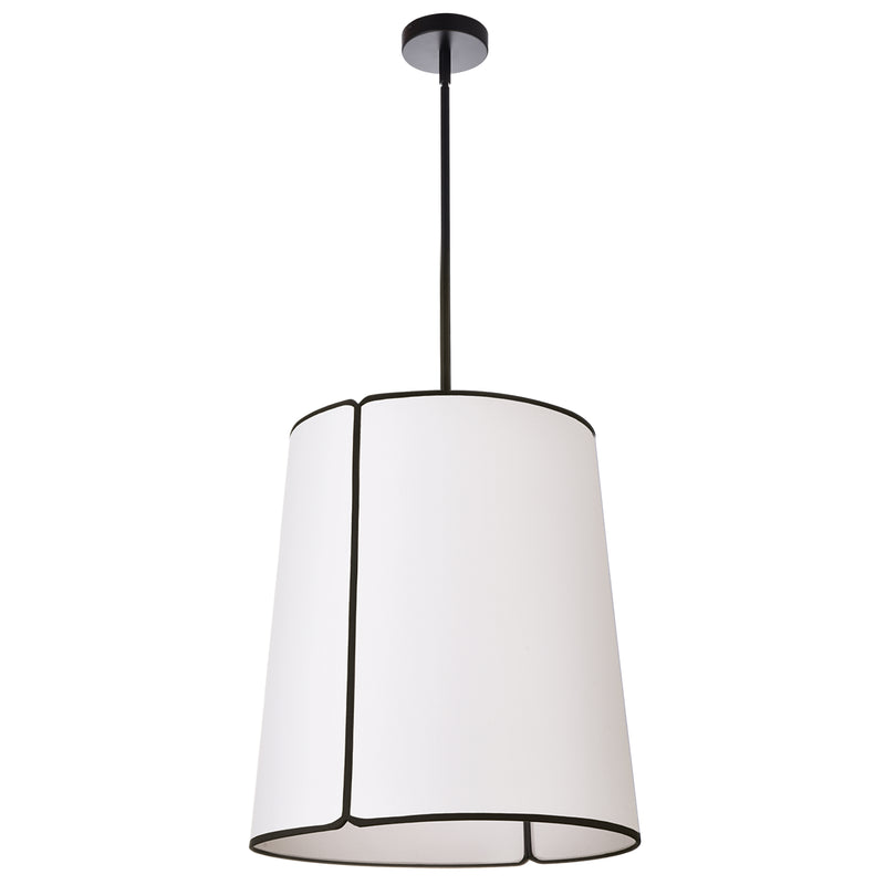 Dainolite 3 Light Notched Pendant Matte Black White Shade and Diffuser NDR-183P-BK-WH