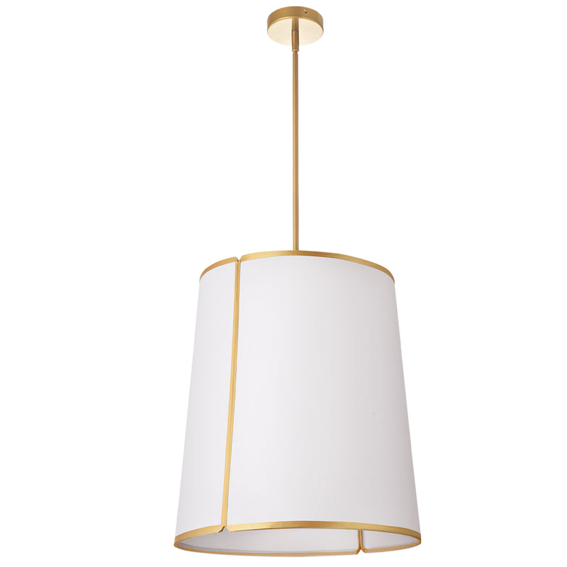 Dainolite 3 Light Notched Pendant Gold White Shade and Diffuser NDR-183P-GLD-WH