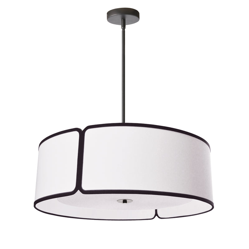 Dainolite 3 Light Notched Drum Pendant Bk Wh Shade & Diffuser NDR-243P-BK-WH