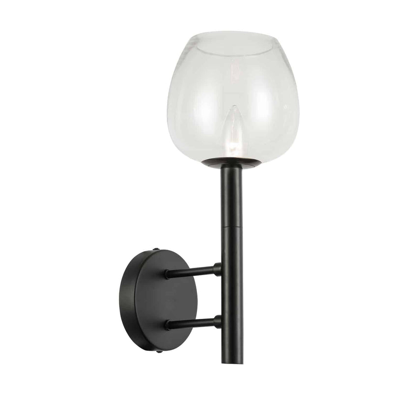 Dainolite 1 Light Incandescent Wall Sconce Matte Black with Clear Glass NOR-91W-MB-CLR