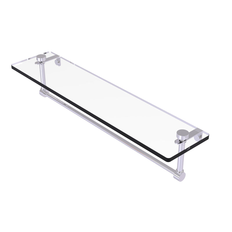 Allied Brass 22 Inch Glass Vanity Shelf with Integrated Towel Bar NS-1-22TB-PC