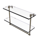 Allied Brass 16 Inch Two Tiered Glass Shelf with Integrated Towel Bar NS-2-16TB-ABR