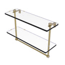 Allied Brass 16 Inch Two Tiered Glass Shelf with Integrated Towel Bar NS-2-16TB-UNL