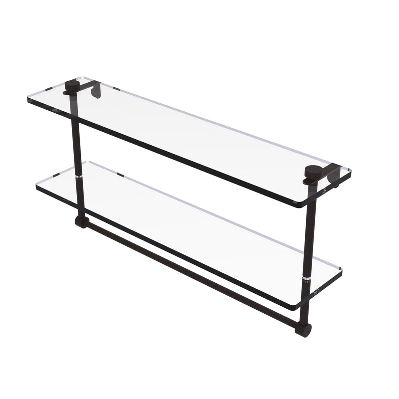 Allied Brass 22 Inch Two Tiered Glass Shelf with Integrated Towel Bar NS-2-22TB-ORB