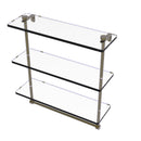 Allied Brass 16 Inch Triple Tiered Glass Shelf with Integrated Towel Bar NS-5-16TB-ABR