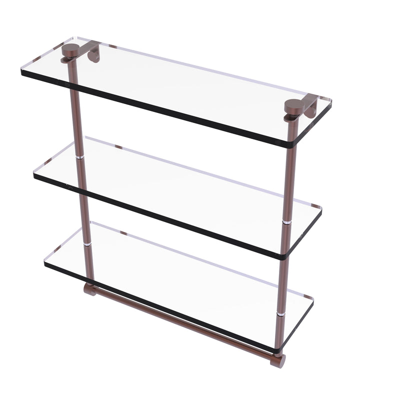 Allied Brass 16 Inch Triple Tiered Glass Shelf with Integrated Towel Bar NS-5-16TB-CA