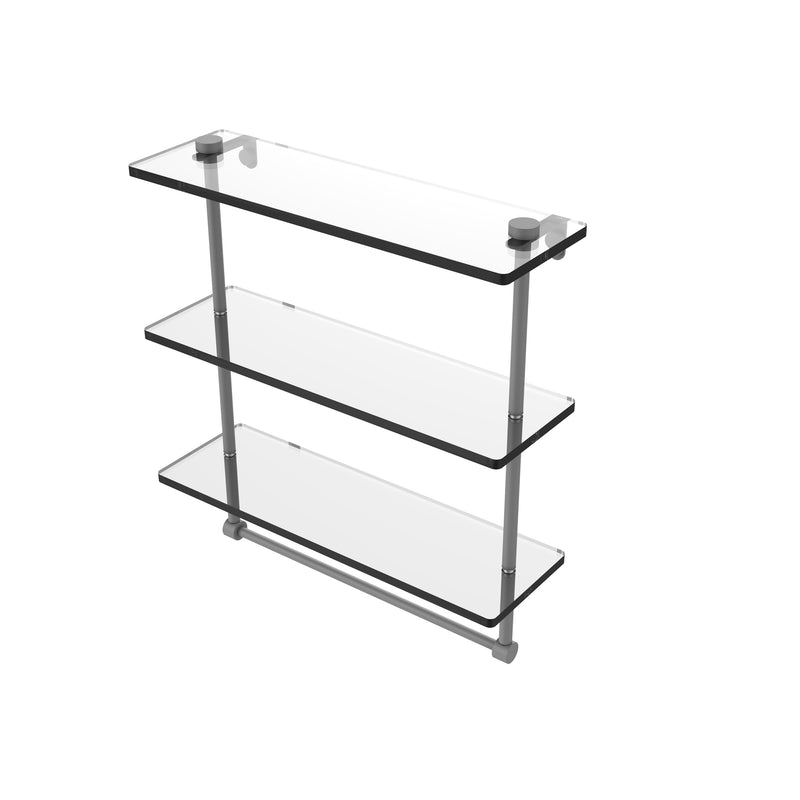 Allied Brass 16 Inch Triple Tiered Glass Shelf with Integrated Towel Bar NS-5-16TB-GYM