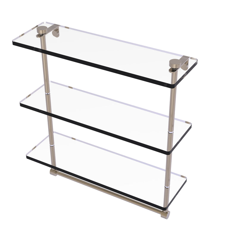 Allied Brass 16 Inch Triple Tiered Glass Shelf with Integrated Towel Bar NS-5-16TB-PEW