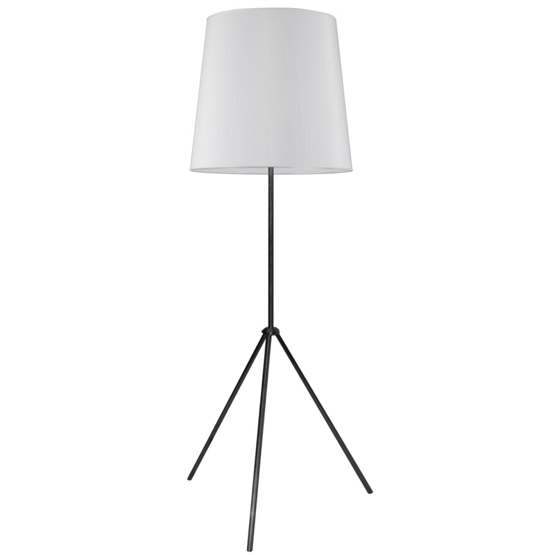 Dainolite 1 Light 3 Leg Matte Black Drum Floor Fixture with Jewel Tone White Shade OD3-F-790-MB