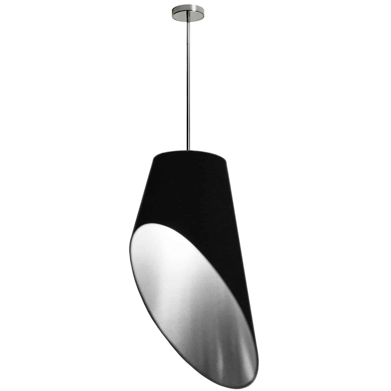 Dainolite 1 Light Slanted Tapered Drum Pendant Blk/Slv Shade ODS-1P-697