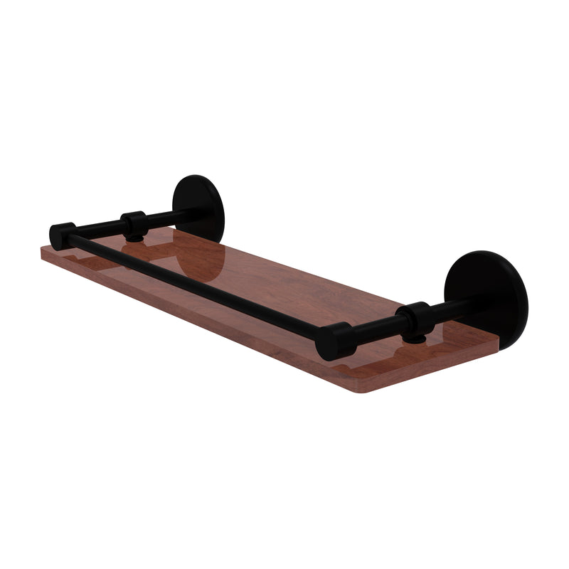 Allied Brass Prestige Skyline Collection 16 Inch Solid IPE Ironwood Shelf with Gallery Rail P1000-1-16-GAL-IRW-BKM