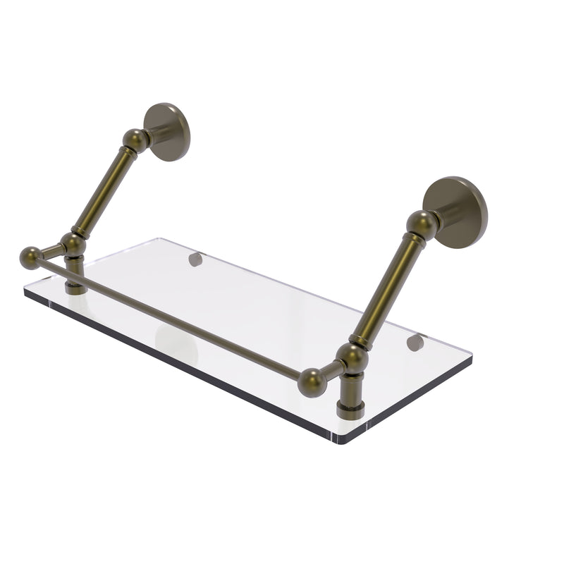 Allied Brass Prestige Skyline 18 Inch Floating Glass Shelf with Gallery Rail P1000-1-18-GAL-ABR