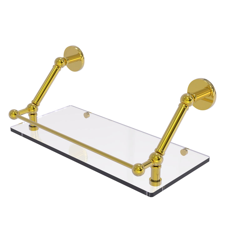 Allied Brass Prestige Skyline 18 Inch Floating Glass Shelf with Gallery Rail P1000-1-18-GAL-PB