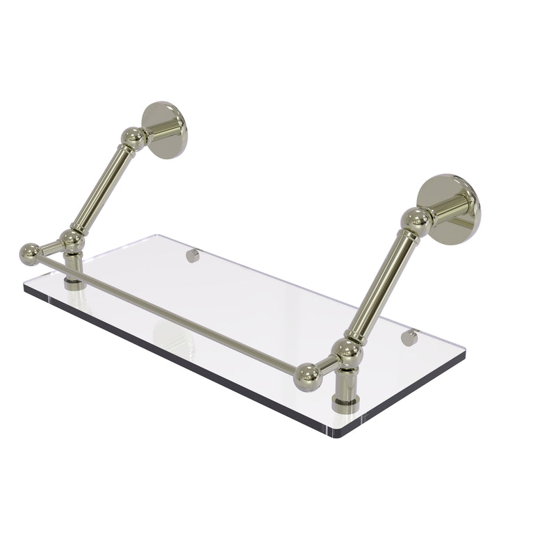 Allied Brass Prestige Skyline 18 Inch Floating Glass Shelf with Gallery Rail P1000-1-18-GAL-PNI