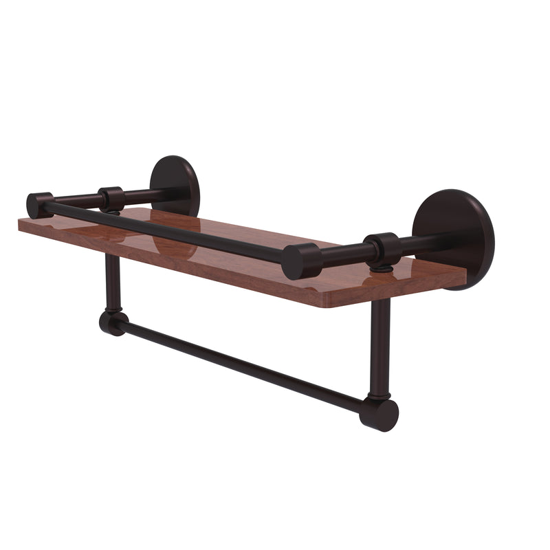 Allied Brass Prestige Skyline Collection 16 Inch IPE Ironwood Shelf with Gallery Rail and Towel Bar P1000-1TB-16-GAL-IRW-ABZ