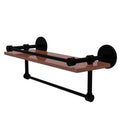 Allied Brass Prestige Skyline Collection 16 Inch IPE Ironwood Shelf with Gallery Rail and Towel Bar P1000-1TB-16-GAL-IRW-BKM