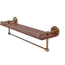 Allied Brass Prestige Skyline Collection 22 Inch IPE Ironwood Shelf with Gallery Rail and Towel Bar P1000-1TB-22-GAL-IRW-BBR