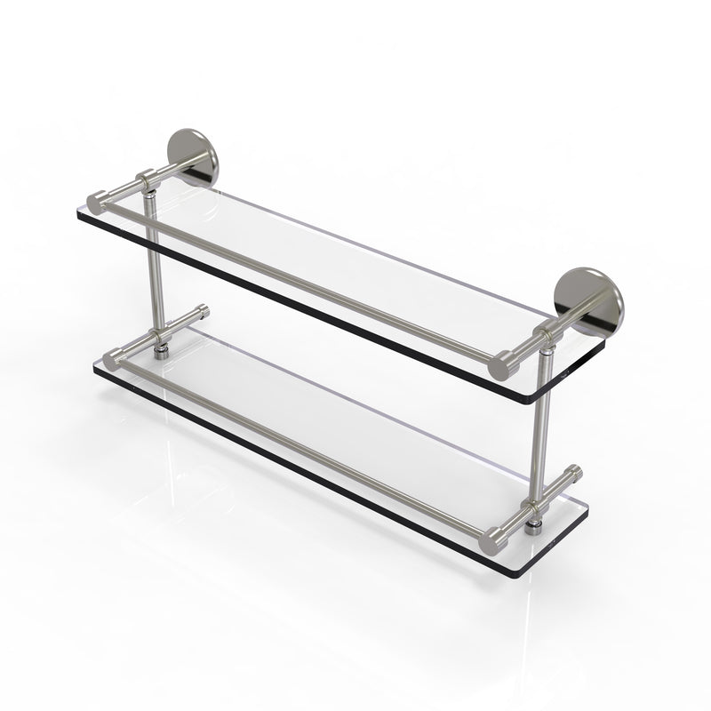 Allied Brass 22 Inch Tempered Double Glass Shelf with Gallery Rail P1000-2-22-GAL-SN