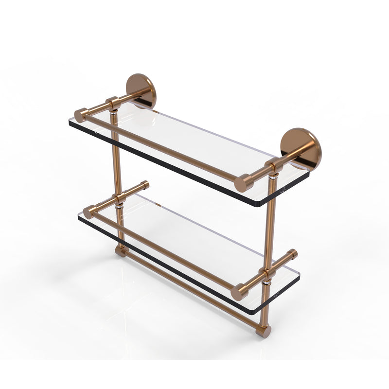 Allied Brass 16 Inch Gallery Double Glass Shelf with Towel Bar P1000-2TB-16-GAL-BBR