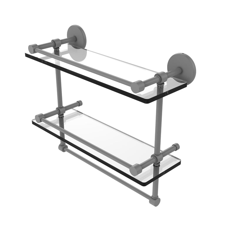 Allied Brass 16 Inch Gallery Double Glass Shelf with Towel Bar P1000-2TB-16-GAL-GYM